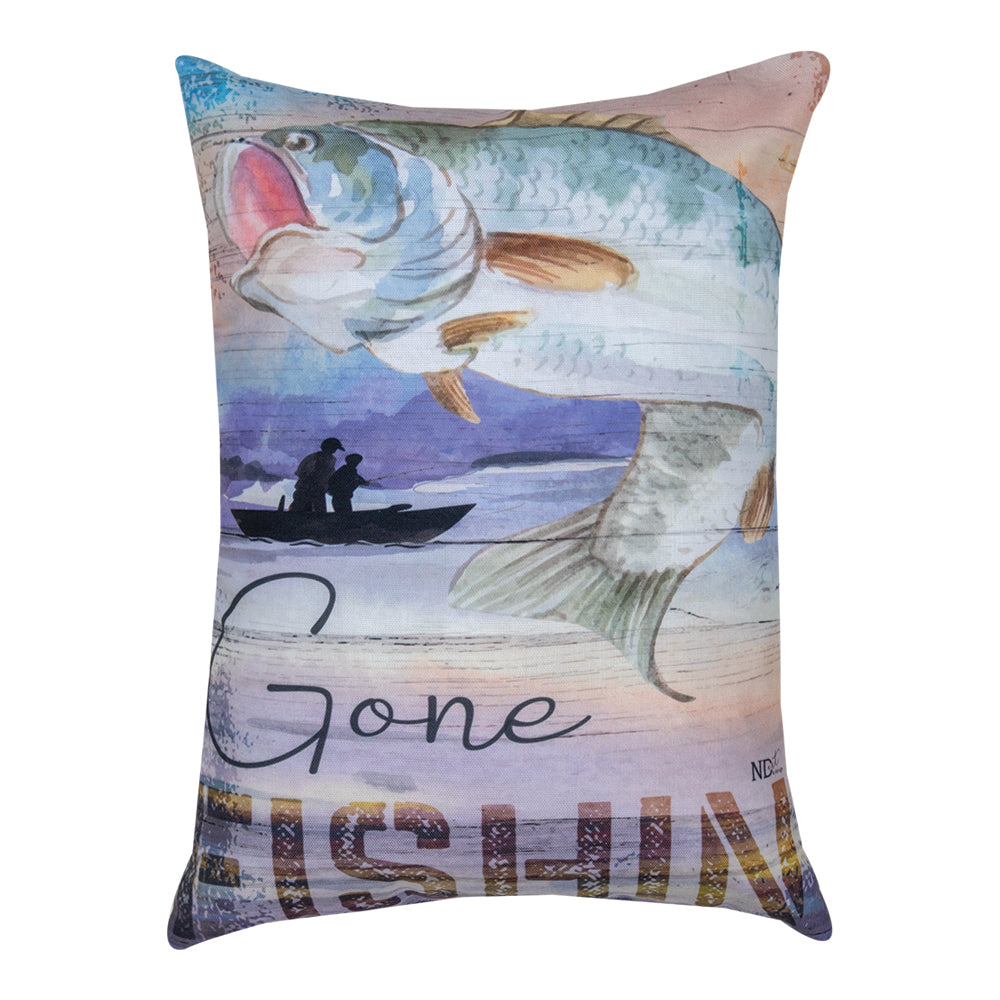 Gone Fishin Climaweave Pillow 13"x18" Indoor/Outdoor