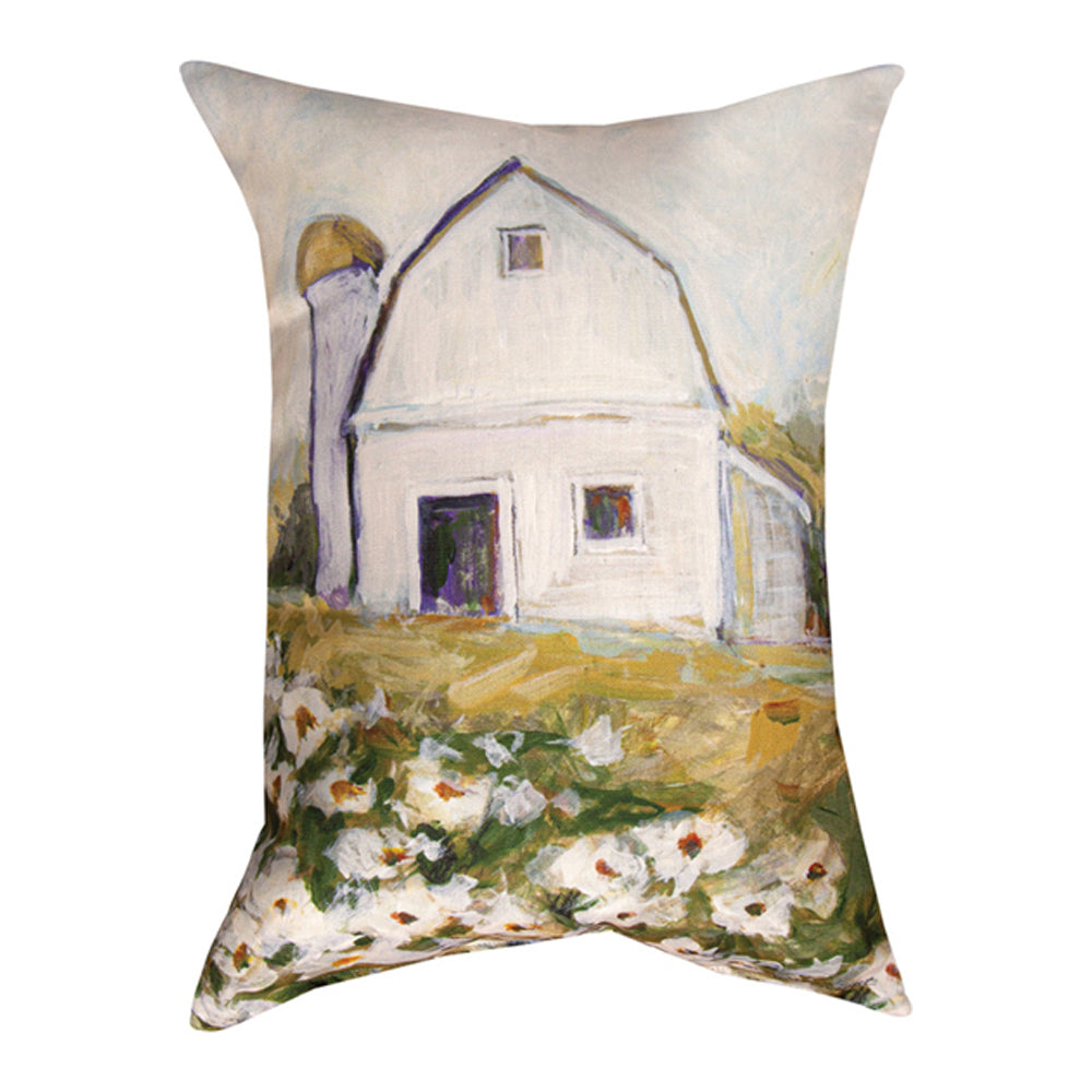Meadowbrook White Barn Daisies Climaweave Pillow 18"x13" Indoor/Outdoor