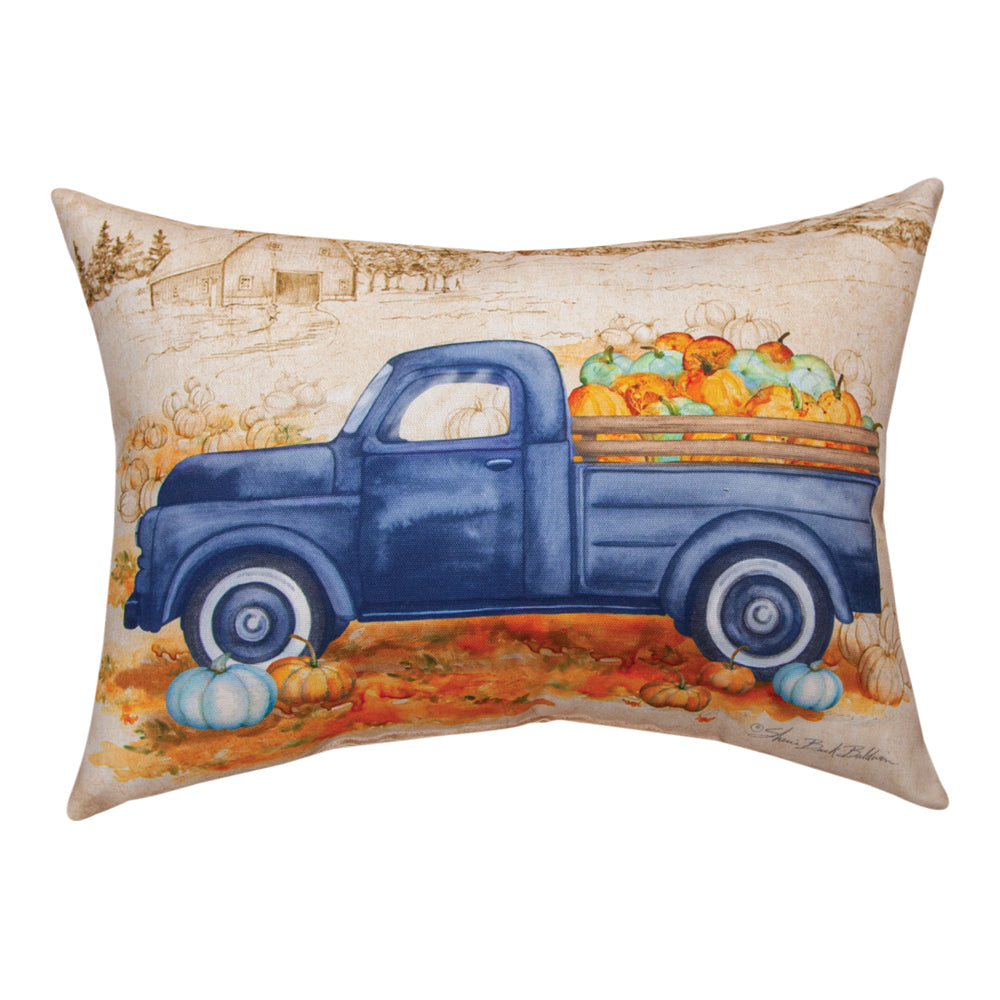 Pumpkin Farm Truck Climaweave Pillow 18"x13" Indoor/Outdoor