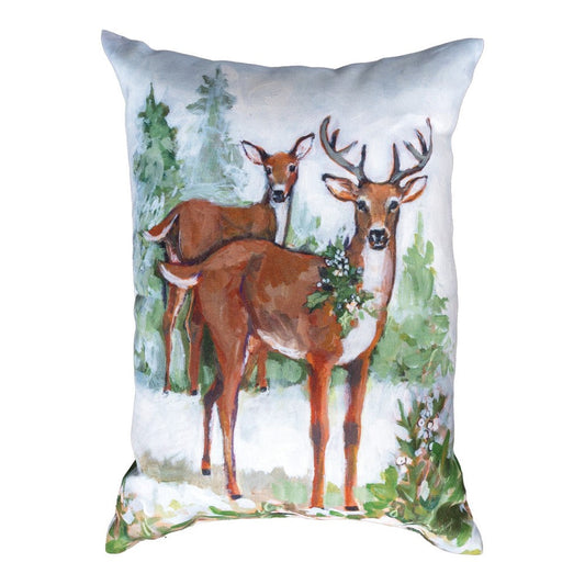 Season's Frost - Two Deer Climaweave Pillow 18" x 13"