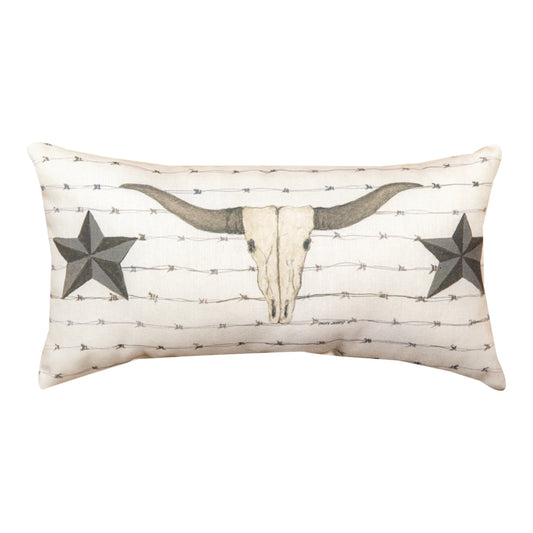Western Borders Skull And Stars Climaweave Pillow 17"x9" Indoor/Outdoor