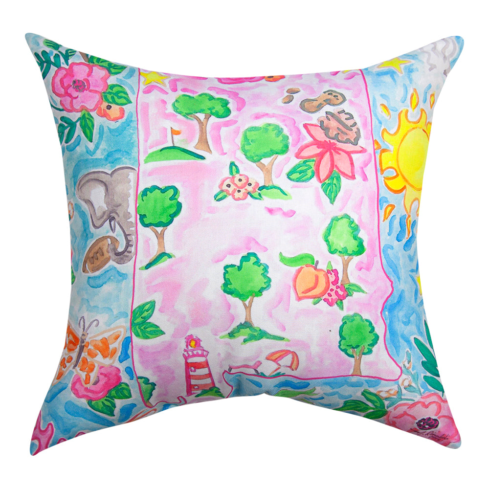 Alabama Pink Climaweave Pillow 18" Indoor/Outdoor