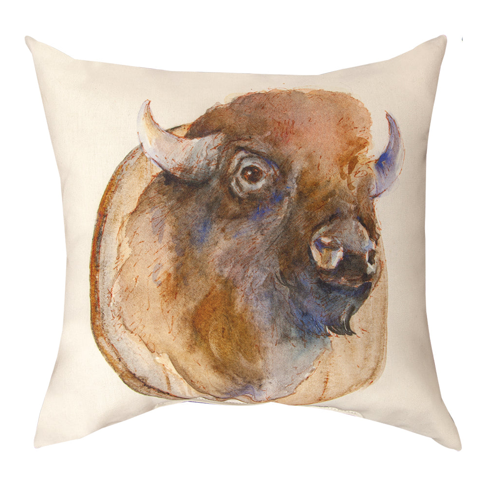 Antler Ridge Buffalo Pillow 18" Indoor/Outdoor