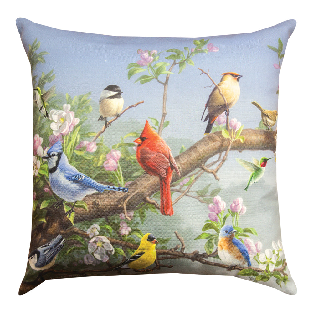 Songbirds In Apple Blossoms Climaweave Pillow 18" Indoor/Outdoor