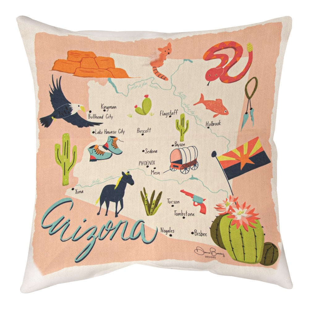 Arizona Map Climaweave Pillow 18" Indoor/Outdoor