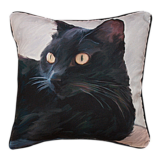 Black Cat Portrait Pillow 18"