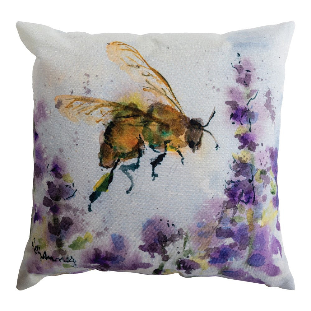 Bee With Purple Flower Pillow Climaweave 18x18