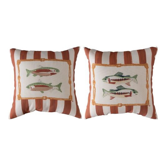 Gone Fishing Brown Climaweave Pillow 18" x 18"