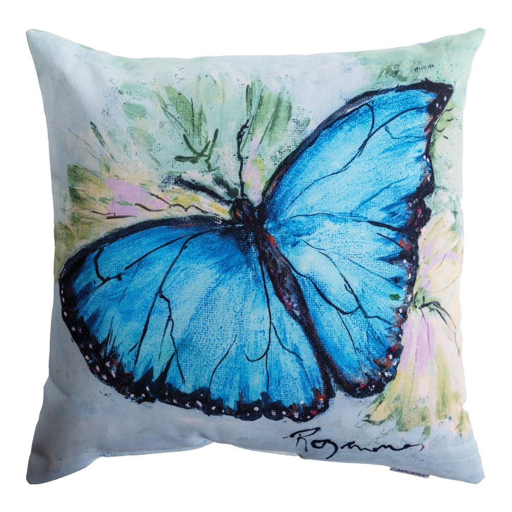 Blue Butterfly Climaweave Pillow 18x18