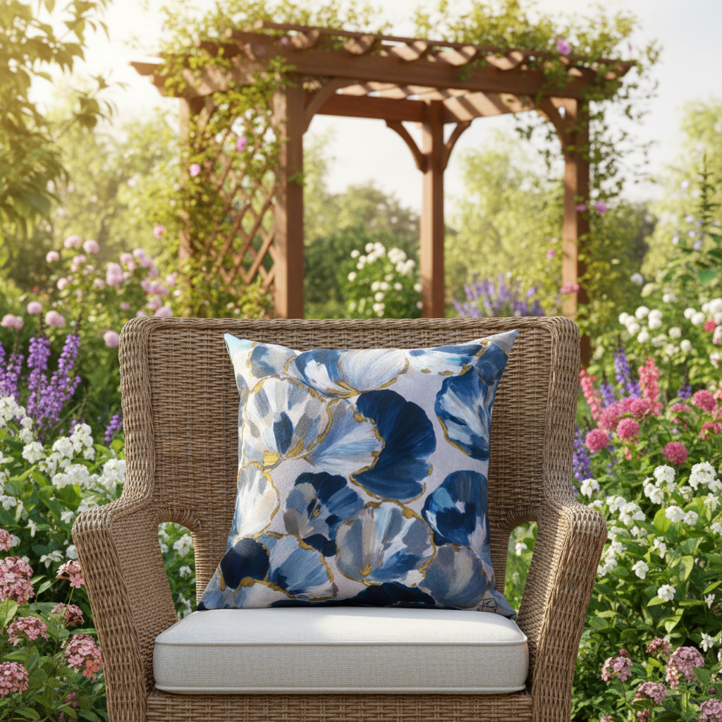 Blue Oysters And Coral Climaweave Pillow 18x18