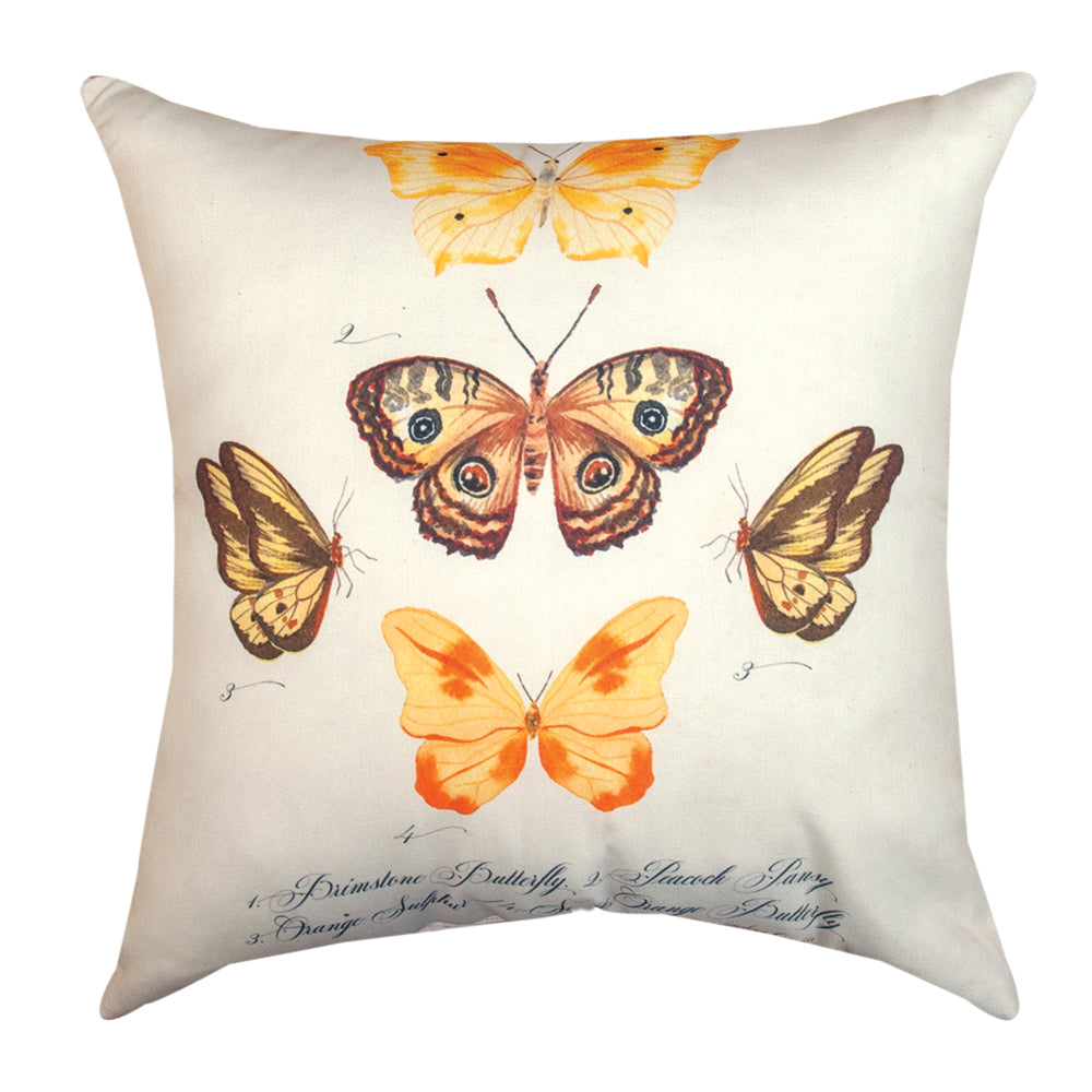 Botanical Print Butterfly Climaweave Pillow 18" Indoor/Outdoor