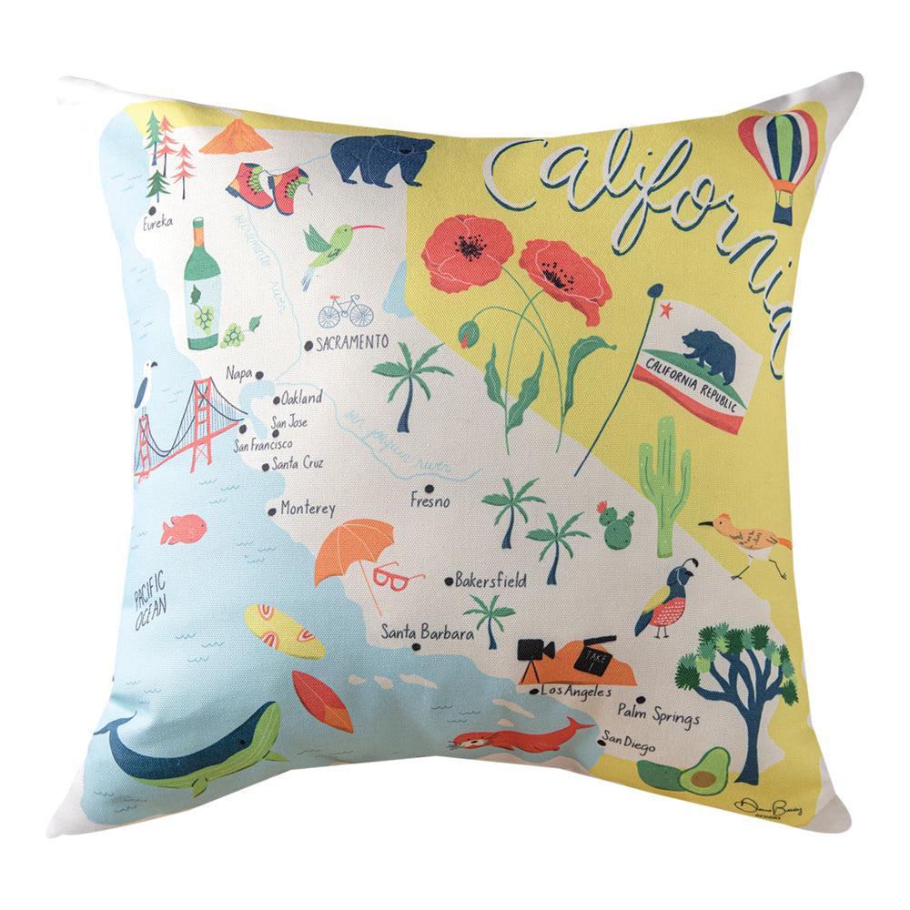 California Map Climaweave Pillow 18" Indoor/Outdoor