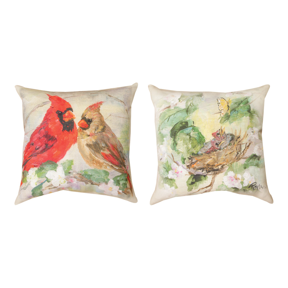 Cardinals In Flowers Climaweave Pillow 18" Indoor/Outdoor
