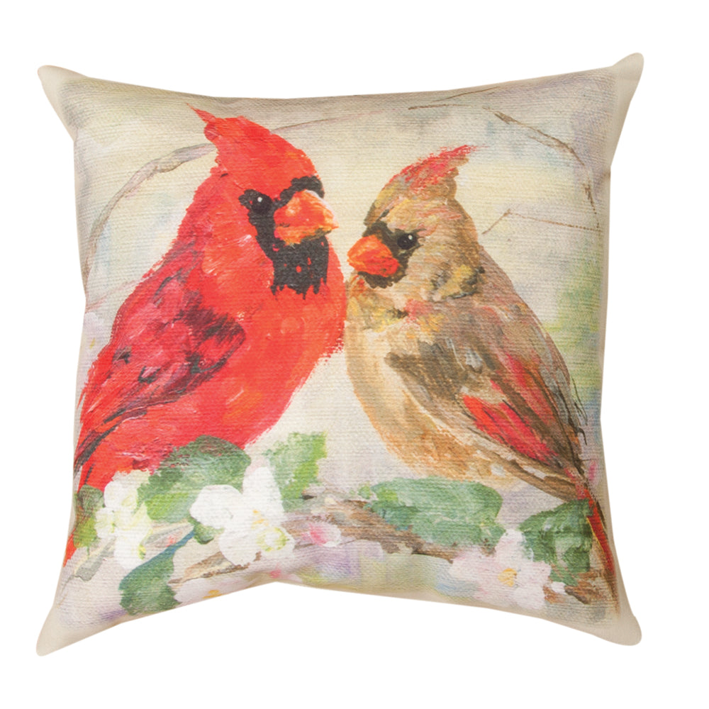 Cardinals In Flowers Climaweave Pillow 18" Indoor/Outdoor