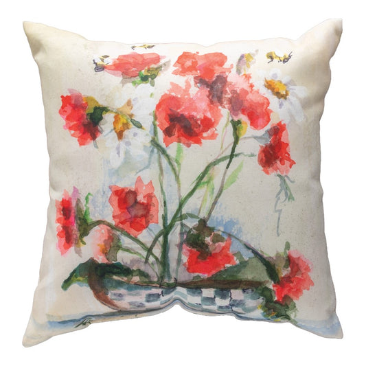 Carnations In Checkered Vase Climaweave Pillow 18x18