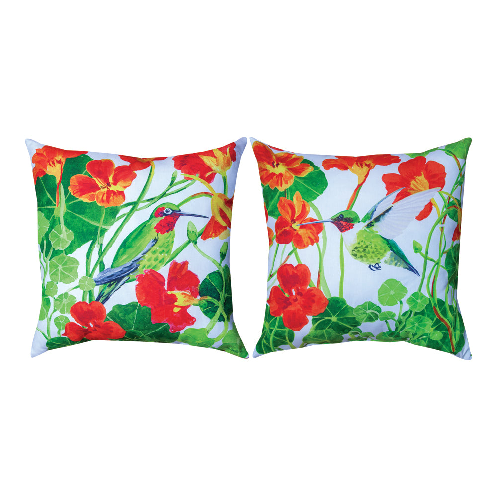 Colibri Et Fleurs Orange Climaweave Pillow 18" Indoor/Outdoor
