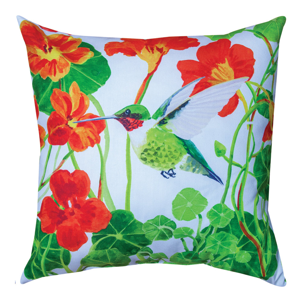 Colibri Et Fleurs Orange Climaweave Pillow 18" Indoor/Outdoor