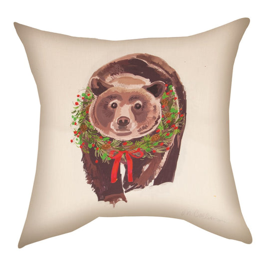 Cottonwood Farms Woodland Greeters Bear Climaweave Pillow 18" Indoor/Outdoor