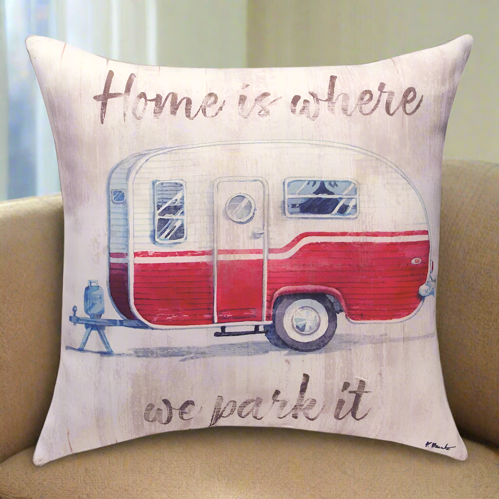 Camping Home Is Where We Park It Climaweave Pillow 18"