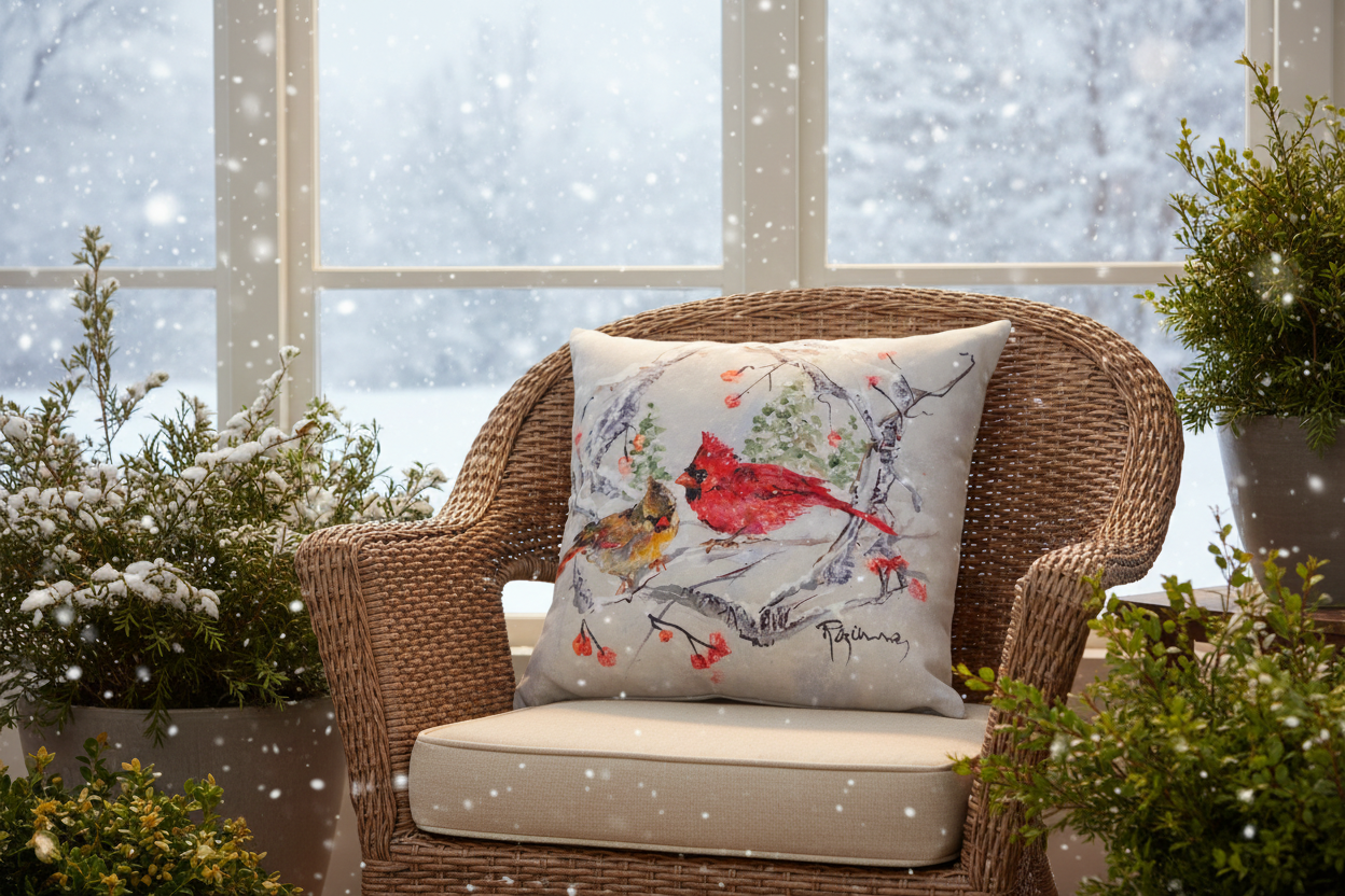 Cardinal Pair Climaweave Pillow 18x18