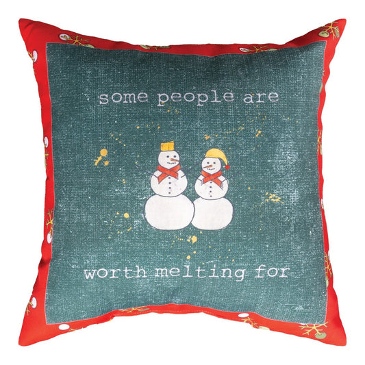 Christmas Cuties Dark Green Climaweave Pillow 18x18