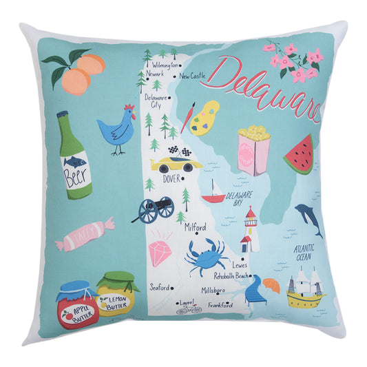 Delaware Map Climaweave Pillow 18" Indoor/Outdoor