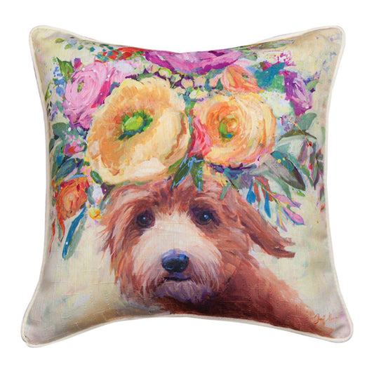 Dogs In Bloom Doodle 18 inch Throw Pillow