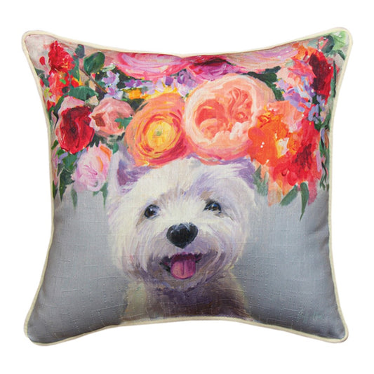 Dogs In Bloom Westie 18 inch Throw Pillow