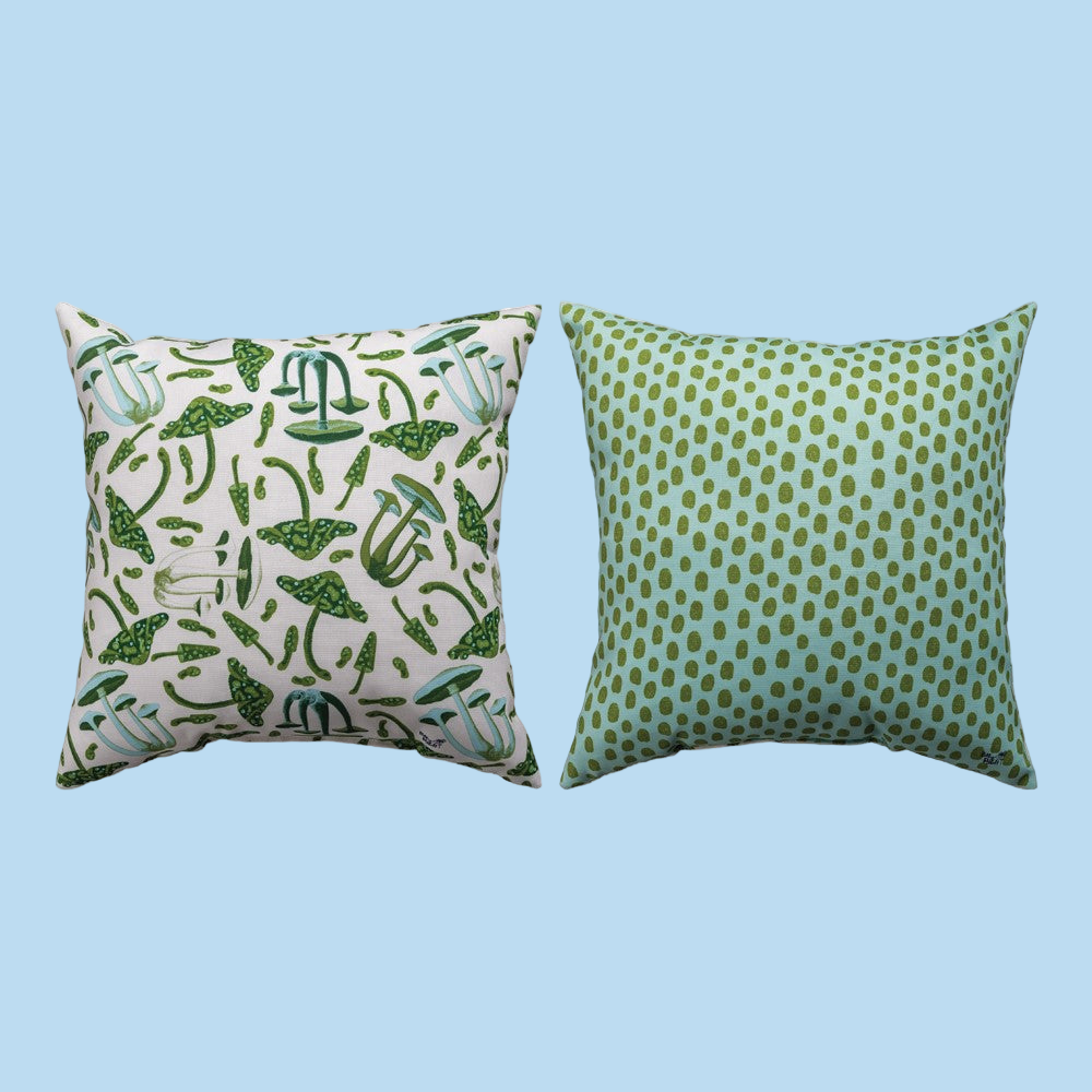 Ferns And Mushrooms Climaweave Pillow 18" x 18"