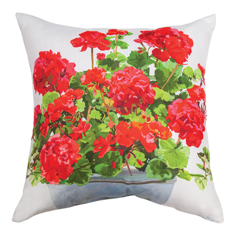 Geraniums Climaweave Pillow 18" Indoor/Outdoor