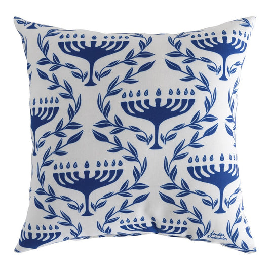 Happy Hanukkah All Over Menorah Climaweave Pillow 18" x 18"