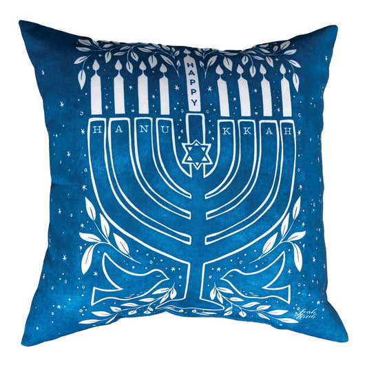 Happy Hanukkah Bird Climaweave Pillow 18" x 18"