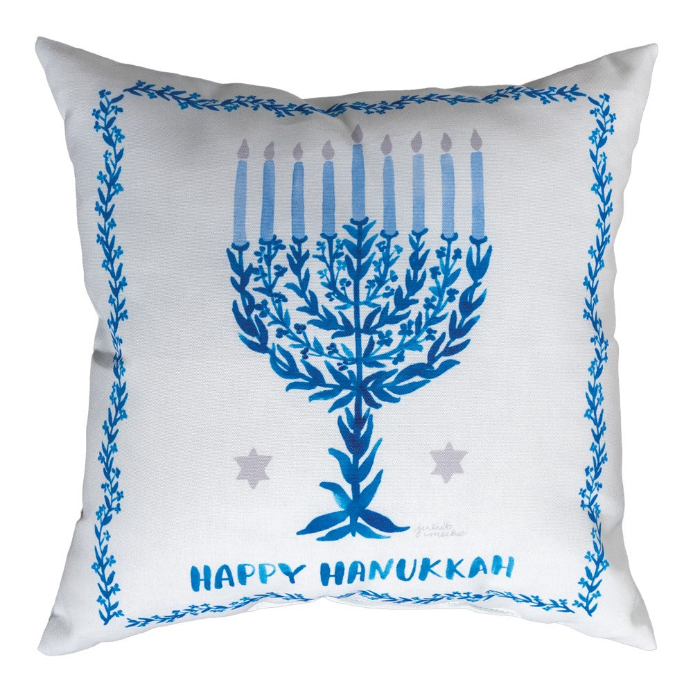Happy Hanukkah Floral Climaweave Pillow 18" x 18"