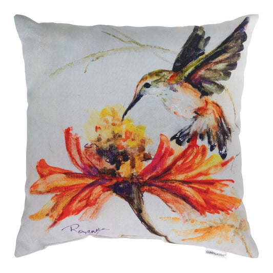 Hummingbird On Fall Flower Climaweave Pillow 18x18