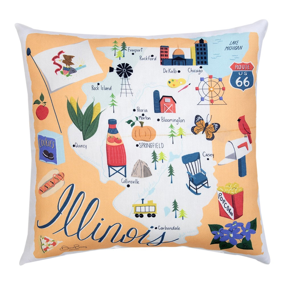 Illinois Map Climaweave Pillow 18" Indoor/Outdoor