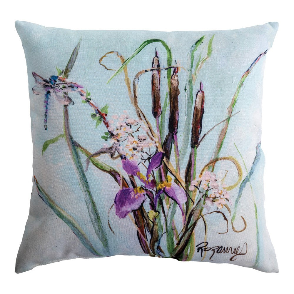 Iris And Cat Tails Climaweave Pillow 18" Pillow
