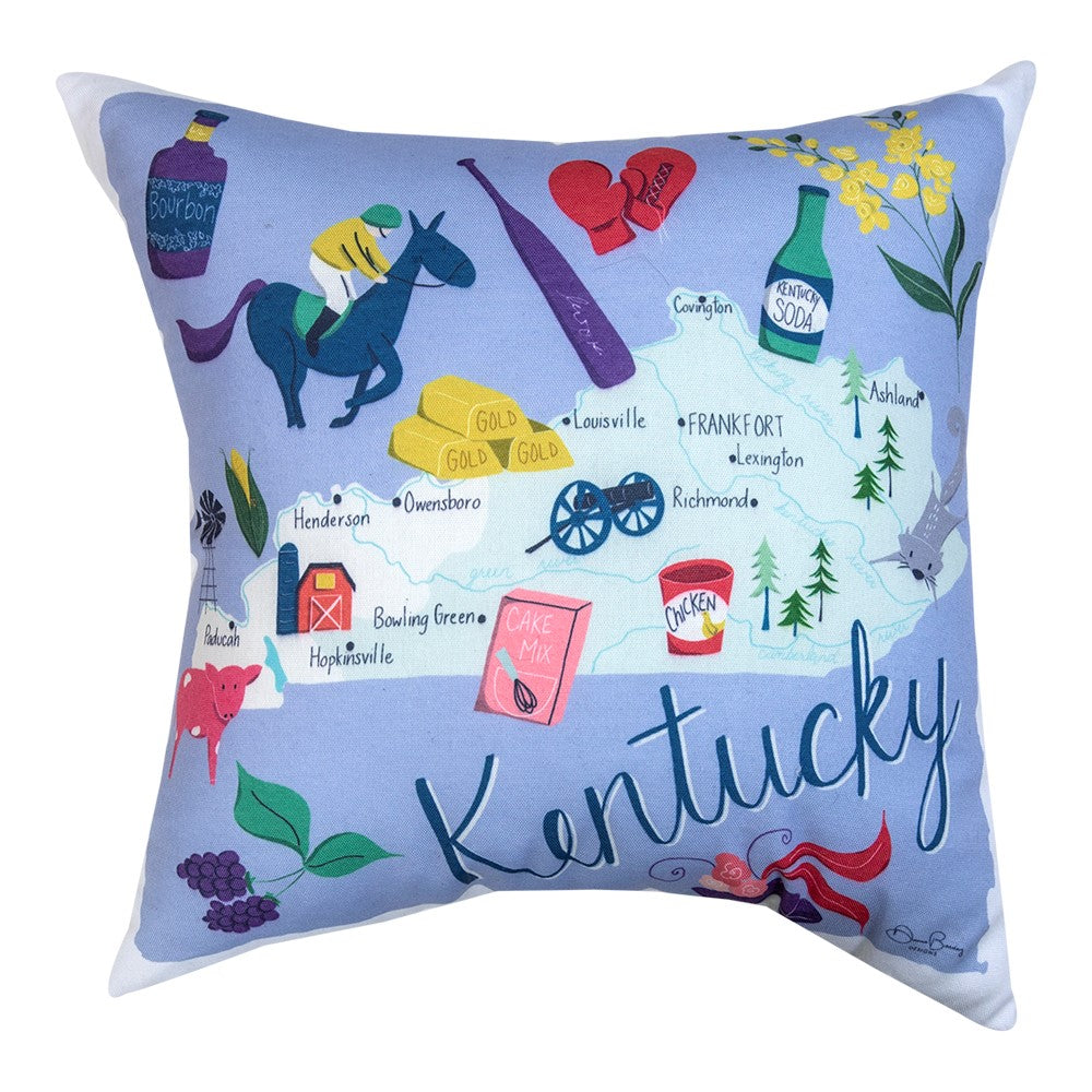 Kentucky Map Climaweave Pillow 18" Indoor/Outdoor