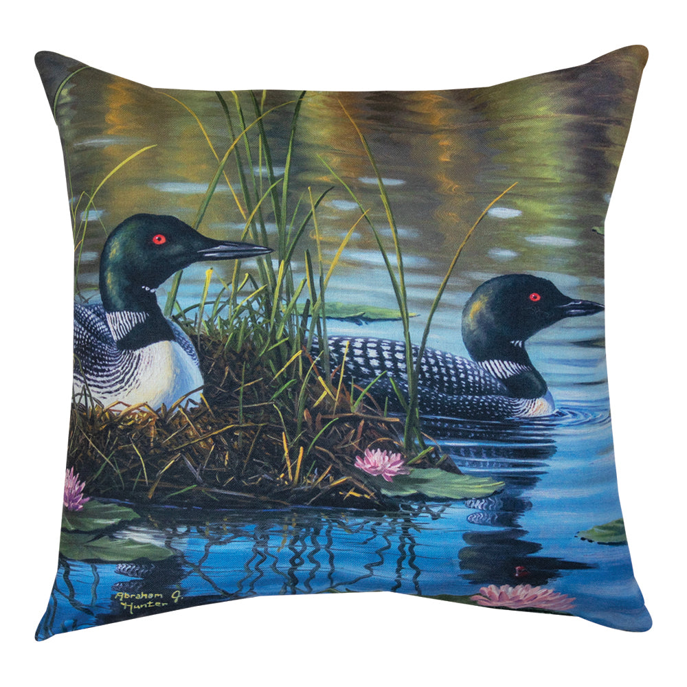 Loon Pair Climaweave Pillow 18" Indoor/Outdoor