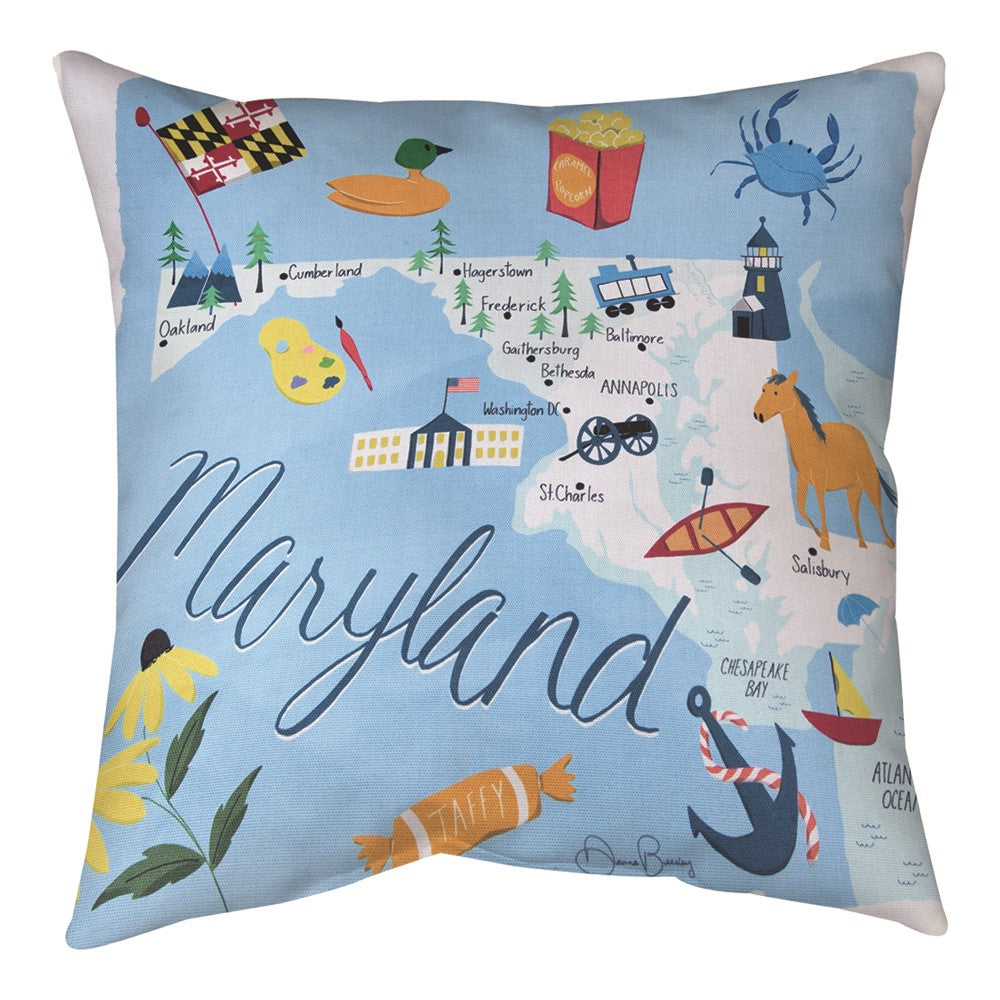 Maryland Map Climaweave Pillow 18" Indoor/Outdoor