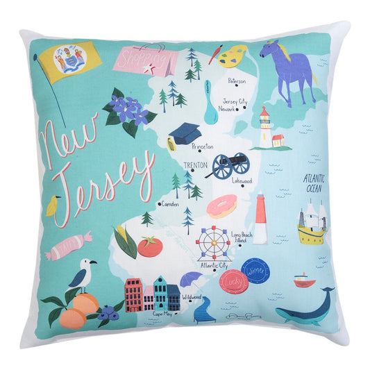 New Jersey Map Climaweave Pillow 18" Indoor/Outdoor