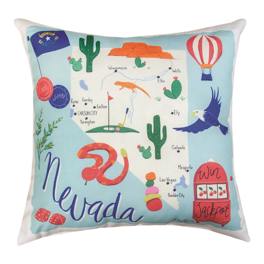 Nevada Map Climaweave Pillow 18" Indoor/Outdoor