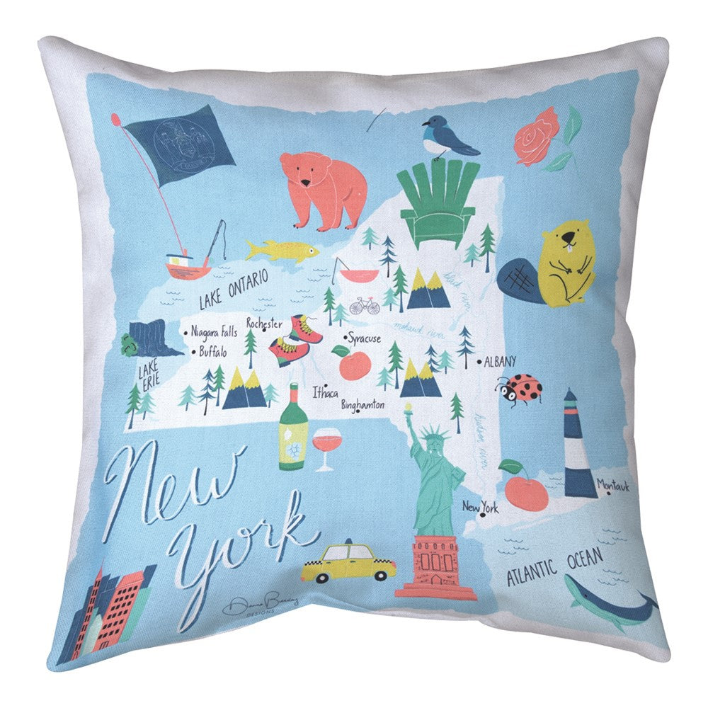 New York Map Climaweave Pillow 18" Indoor/Outdoor