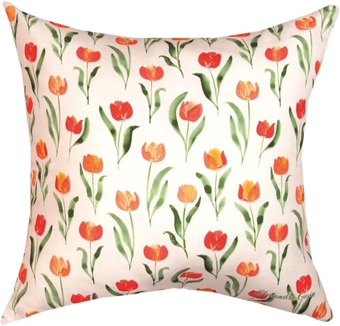 Orange & Pink Florals Climaweave Pillow 18" Indoor/Outdoor