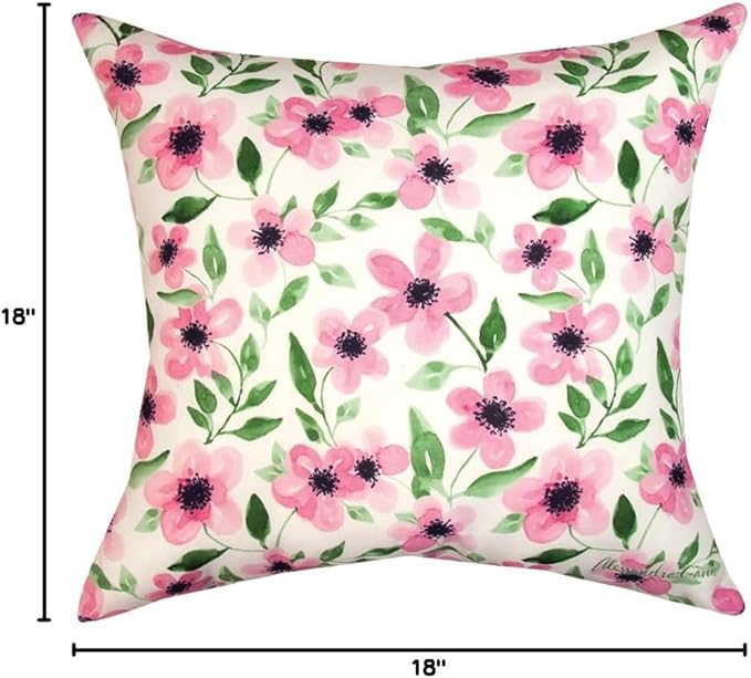 Orange & Pink Florals Climaweave Pillow 18" Indoor/Outdoor