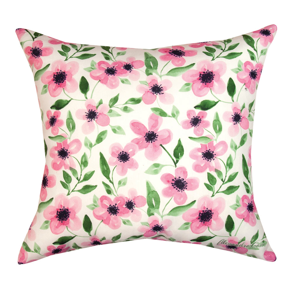 Orange & Pink Florals Climaweave Pillow 18" Indoor/Outdoor
