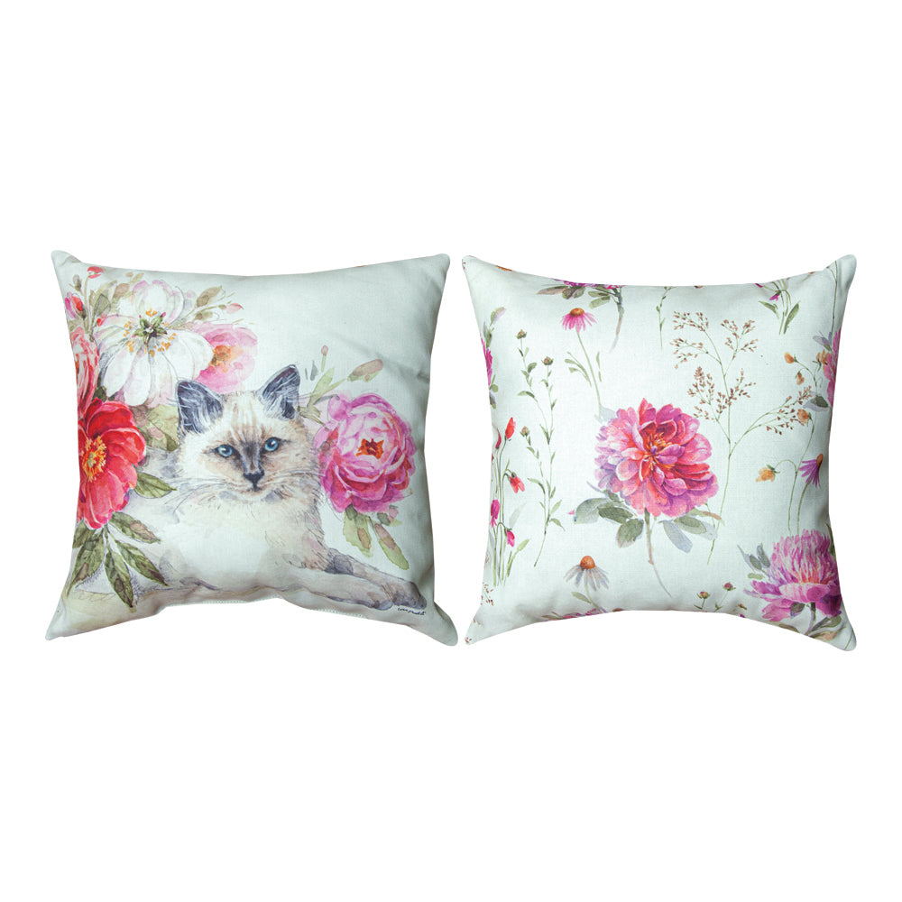 Obviously Pink Cat Climaweave Pillow 18" Indoor/Outdoor