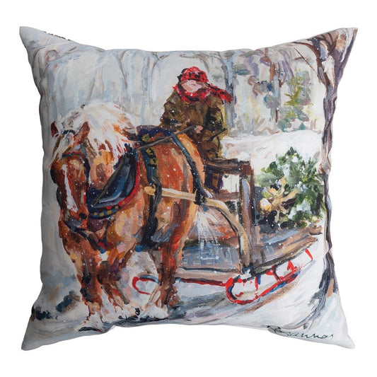 Bringing Home The Christmas Tree Climaweave Pillow 18" x 18"