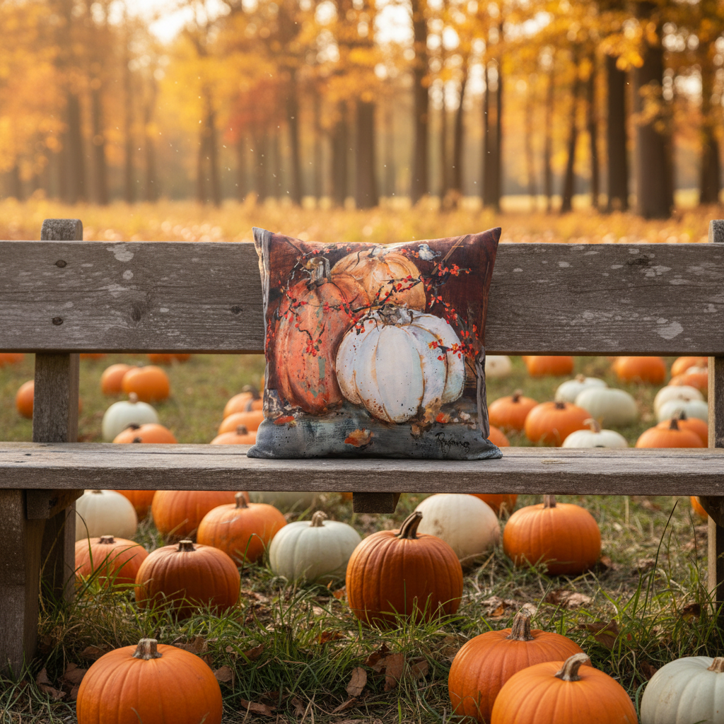 Pumpkins By A Rusty Door Climaweave Pillow