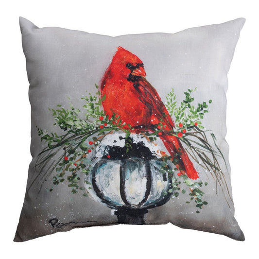 Cardinal On Light Post Climaweave Pillow 18" x 18"
