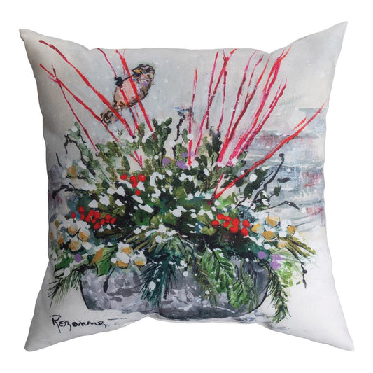 Evergreen Planter Climaweave Pillow 18" x 18"